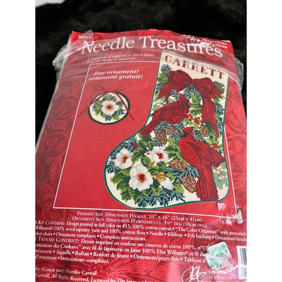 Vintage Needle Treasures Christmas cardinal stocking 06913 - Picture 1 of 5